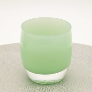 Seafoam green glassybaby "Thank You" pre-triskelion handblown candle votive